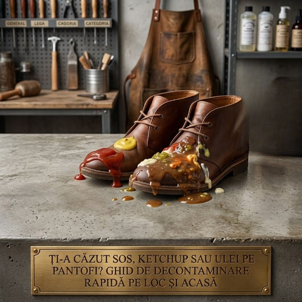 Ti-a cazut sos, ketchup sau ulei pe pantofi? Ghid de decontaminare rapida pe loc si acasa