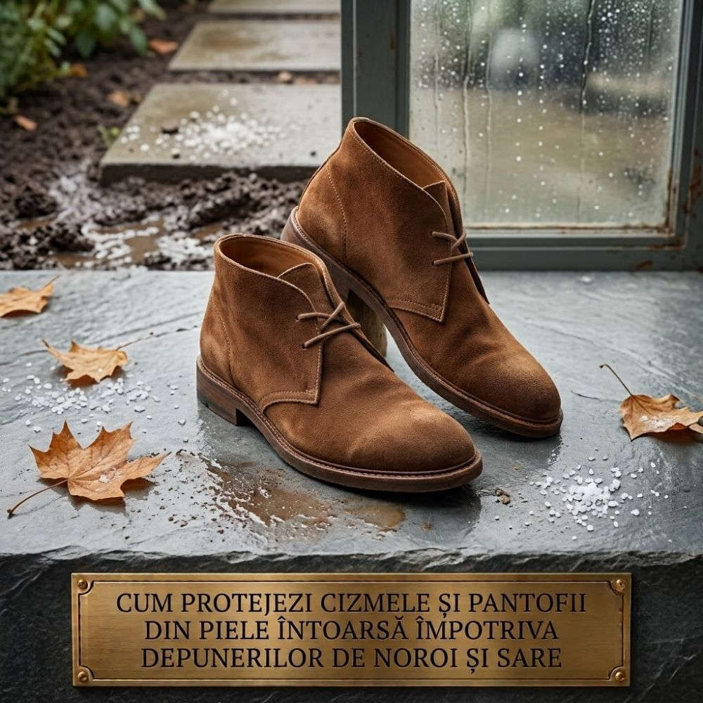 Cum protejezi cizmele si pantofii din piele intoarsa impotriva depunerilor de noroi si sare