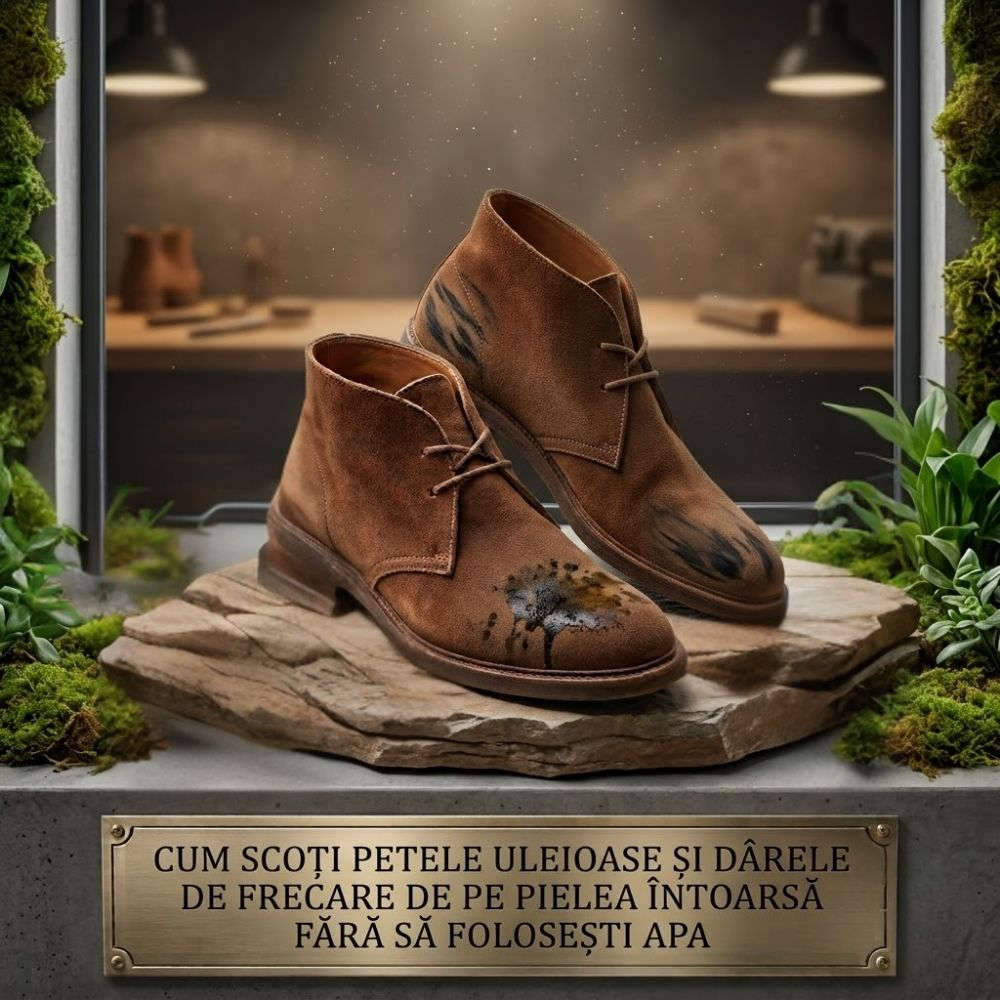 Cum scoti petele uleioase si dârele de frecare de pe pielea intoarsa fara sa folosesti apa