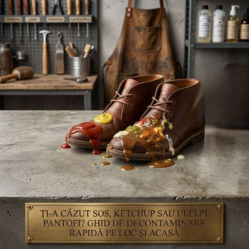 Ti-a cazut sos, ketchup sau ulei pe pantofi? Ghid de decontaminare rapida pe loc si acasa