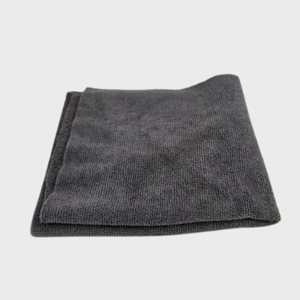 Laveta Microfibra Premium Gri - Shou Mcloth de 40x40 cm si densitate 320 GSM, prezentata pliata pe un fundal alb neutru