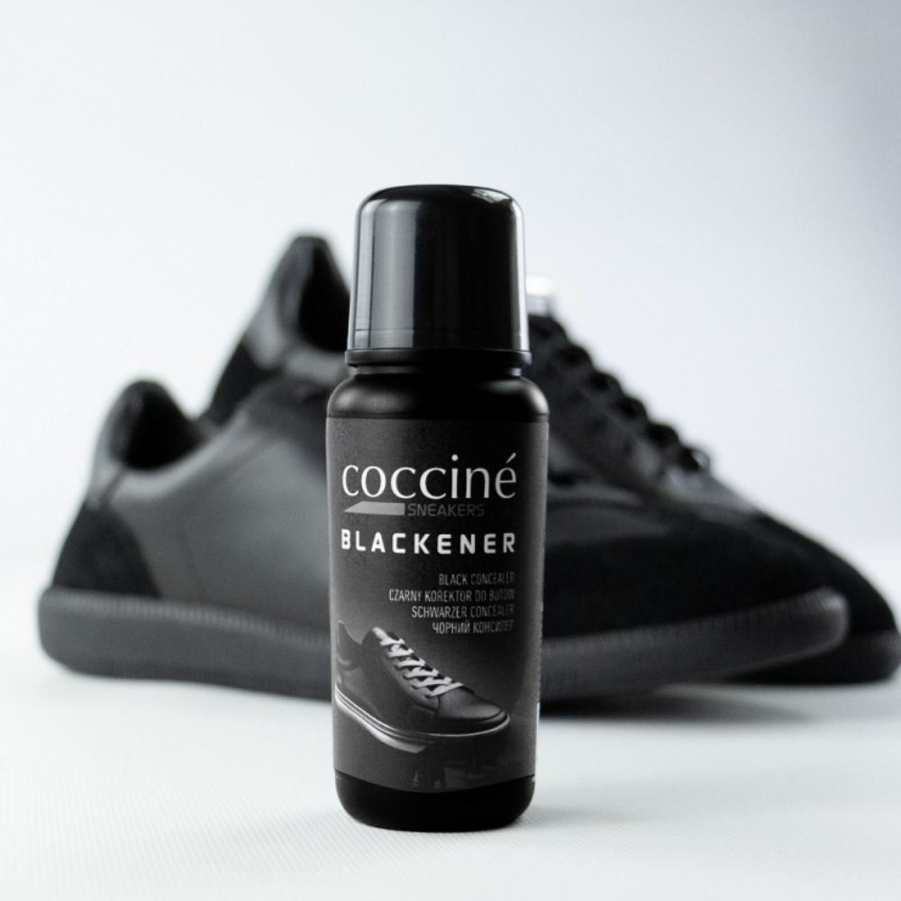 Corector negru pentru sneakers Coccine Blackener 75ml cu burete aplicator pentru incaltaminte sport