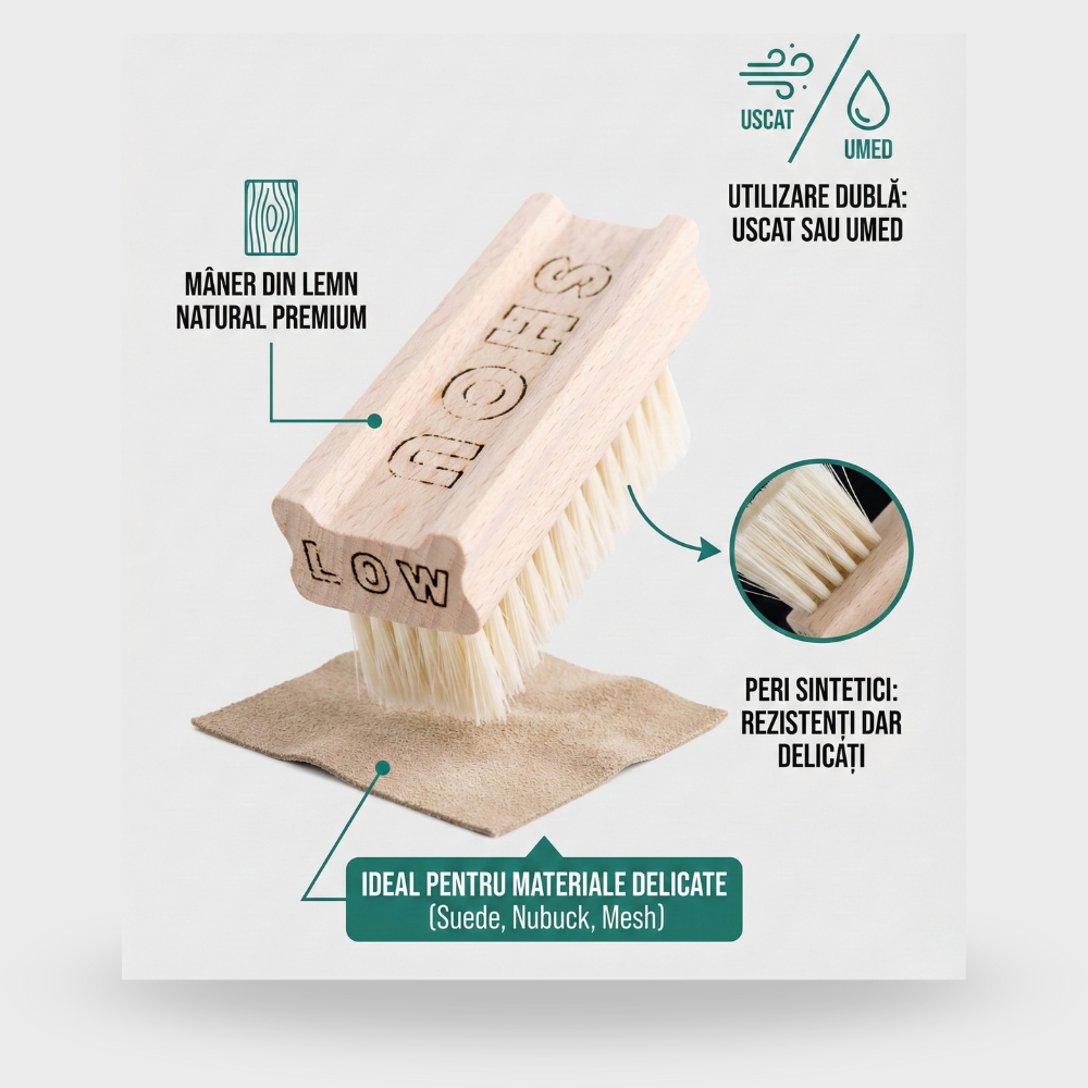 Perie Curatare Premium SHOU LOW - Duritate Moale pentru Incaltaminte si Materiale Delicate