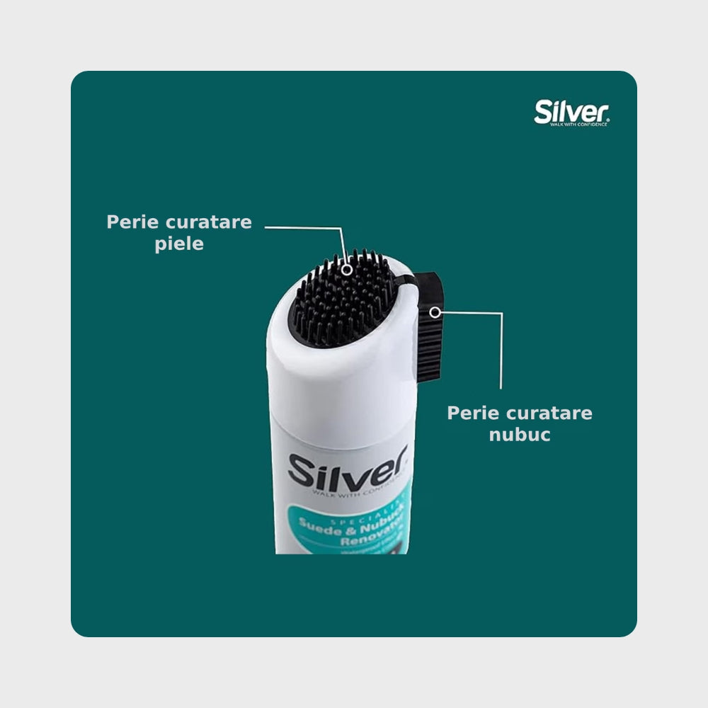 Spray Recolorare Piele Intoarsa & Nubuck Negru - Silver Suede&Nubuck Renovator 250ML