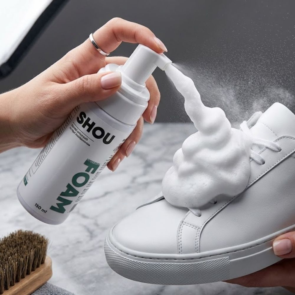 Spuma de curatare fara clatire SHOU Universal Foam pentru reinnoirea aspectului pantofilor