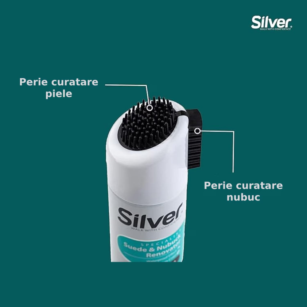 Spray Recolorare Piele Intoarsa & Nubuck Negru - Silver Suede&Nubuck Renovator 250ML