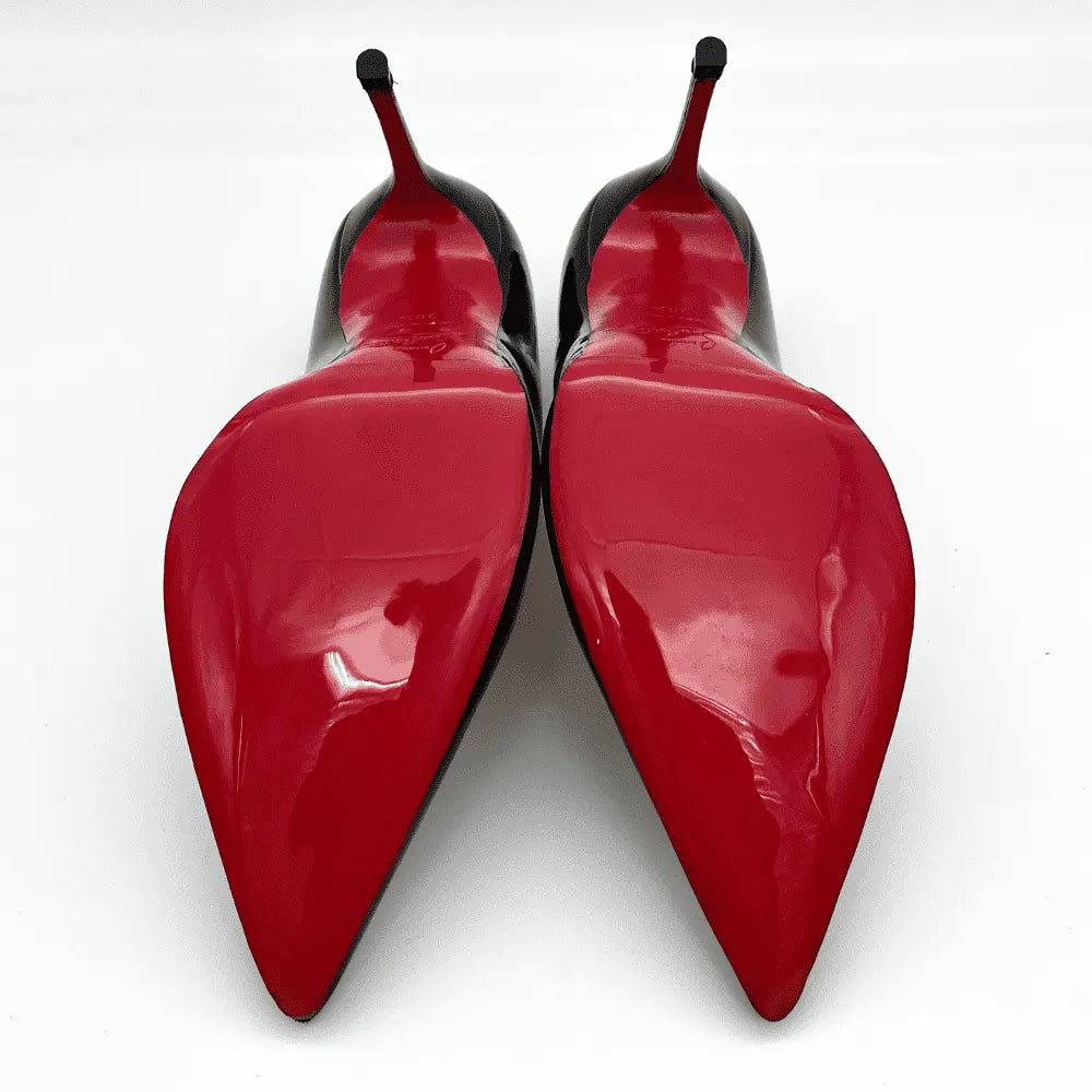 Talpi rosii de pantofi stiletto curate si stralucitoare, dupa curatarea SHOU