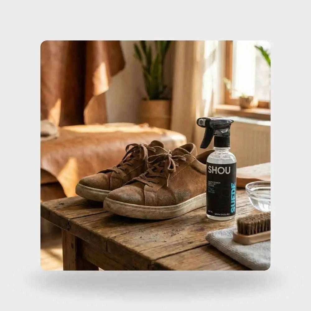 SHOU Suede - Solutie Premium Curatare Piele Intoarsa 200ml SHOU.RO