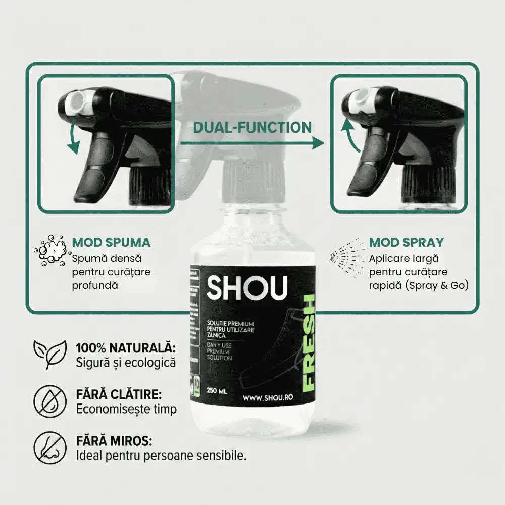 Solutie Curatare Incaltaminte SHOU FRESH - 100% Naturala & Fara Clatire SHOU.RO
